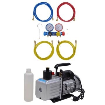 Vidaxl Vacuum Pump With 4-way Manifold Gauge Set For Air Conditioning