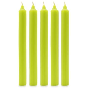 Solid Colour Dinner Candles - Rustic Lime Green - Pack Of 5