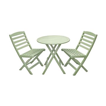Porto Green Folding Bistro Set 70cm Round Bistro Table With 2 Folding Chairs
