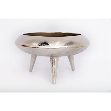 Silver Metal Planter/bowl With Feet 39cm