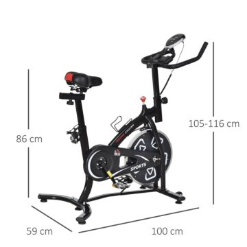 Homcom Steel Stationary Bike 8-level Belt Driven Exercise Bike W/ Lcd Monitor Black