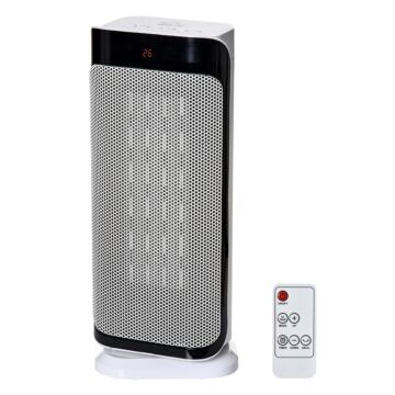 Homcom Ceramic Space Heater Oscillating Portable Tower Heater W/ Three Heating Mode, Programmable Timer, Over Heating & Tip-over Switch Protection