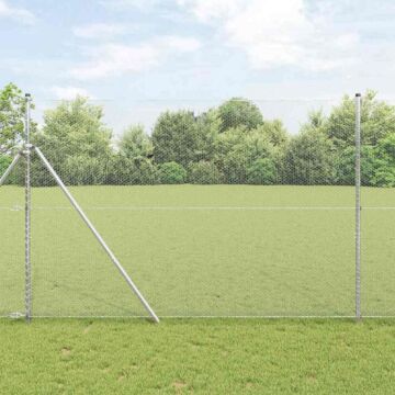 Vidaxl Hexagon Fence 1.5x50 M Galvanised Steel, Vidaxl Fence Posts 13 Pcs Ø32 Mm 200 Cm Galvanised Steel