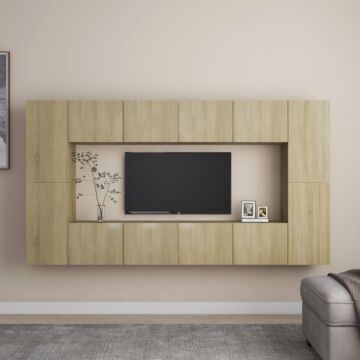 Vidaxl 8 Piece Tv Cabinet Set Sonoma Oak Engineered Wood