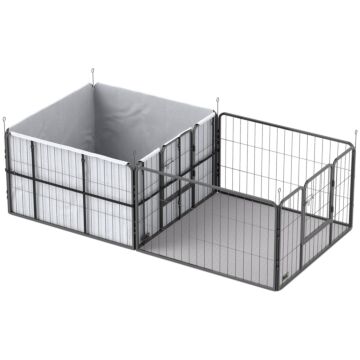Pawhut 7 Panel Dog Whelping Box, Heavy Duty Dog Playpen With Washable Pee Pads, Windproof Fabric, For Small And Medium Dogs