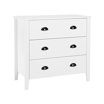 3- Drawer Sideboard White Cabinet Chest Of Drawers Bedroom Living Room Modern Retro Beliani