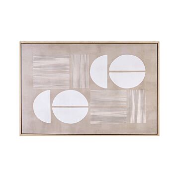 Canvas Art Print Beige 93 X 63 Cm Abstract Shapes Geometric Mdf Frame Eclectic Modern Living Room Hallway Beliani