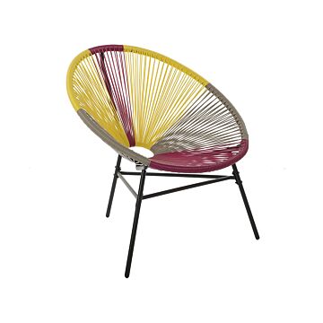 Garden Chair Multicolour Pe Rattan Papasan Modern Beliani