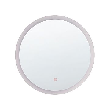 Wall Mounted Hanging Led Mirror 58 Cm Round Modern Contemporary Bathroom Make-up Vanity Glamour Beliani