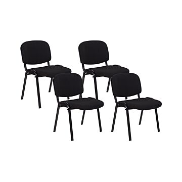 Set Of 4 Chairs Black Armless Leg Caps Iron Legs Stackable Conference Chairs Contemporary Modern Scandinavian Design Dining Room Seating Beliani
