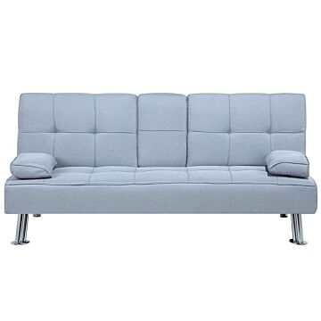 Sofa Bed Light Grey 3 Seater Drop Down Table Click Clack Beliani