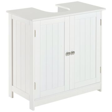 Homcom Under Sink Bathroom Storage Cabinet 2 Layers Vanity Unit Wooden - White