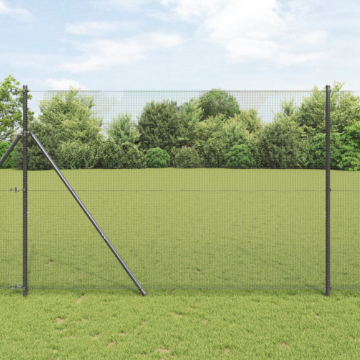 Vidaxl Welded Wire Fence With 13 Posts Grey 1.5x50 M Steel