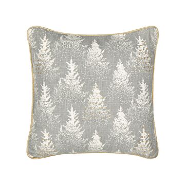 Scatter Cushion Grey 45 X 45 Cm Christmas Tree Pattern Cotton Removable Covers Living Room Bedroom Beliani