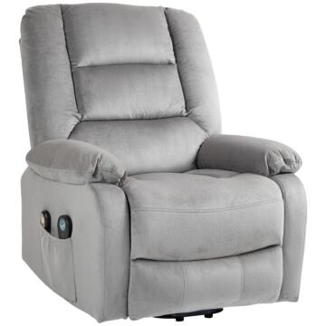 Homcom Electric Riser And Recliner Chair With Vibration Massage, Heat, Side Pocket, Grey