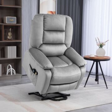 Homcom Electric Riser And Recliner Chair With Vibration Massage, Heat, Side Pocket, Grey