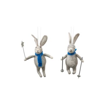 Skiing Hares Grey (set Of 2) 60x70x150mm