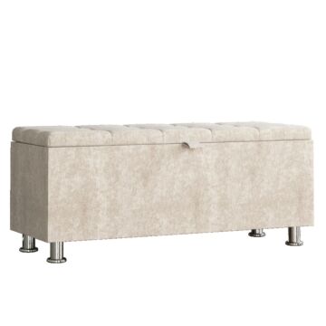 Valencia Storage Ottoman, Crushed Velvet Champagne