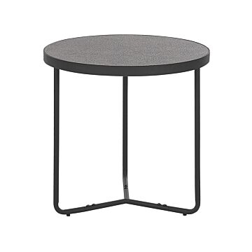 Coffee Table Concrete Effect With Black Metal Legs Round Medium 50 X 50 X 50 Cm Living Room Furniture Beliani