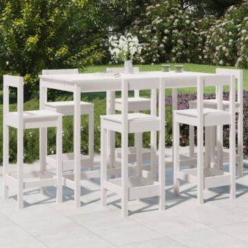 Vidaxl 7 Piece Garden Bar Set White Solid Wood Pine