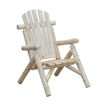 Outsunny Outdoor Lounge Chairs, Fir Wood Adirondack Outdoor Patio Lawn Deck Furniture Lounge Chair, Natural Wood