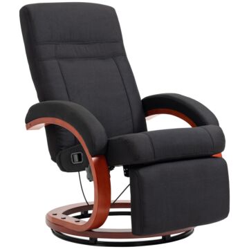 Homcom 135° Manual Reclining Swivel Chair, With Footrest - Black