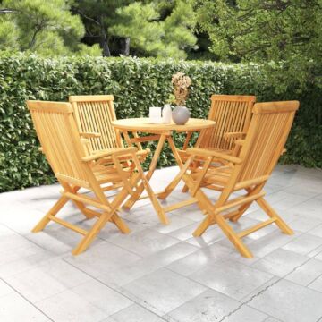 Vidaxl 5 Piece Garden Dining Set Solid Teak Wood