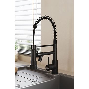 Stainless Steel Kitchen Faucet With Pull Down Spring Spout And Pot Filler