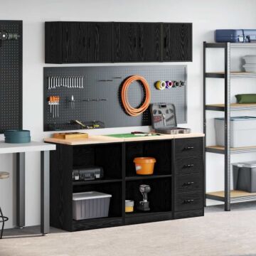 Vidaxl Garage Cabinets 6 Pcs Black Engineered Wood