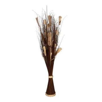 Twisted Stem Vase Shape With Dried Dark Brown & Cream Flowers