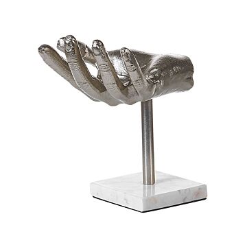 Home Decoration Silver Aluminum Hand Shaped Table Decor Figurine Modern Industrial Design Beliani