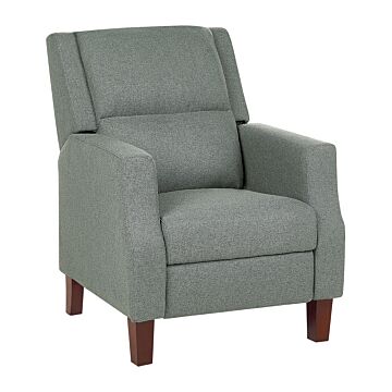 Recliner Chair Green Fabric Upholstery Push-back Manually Adjustable Back And Footrest Retro Design Armchair Beliani