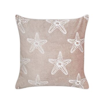 Scatter Cushion Pink Velvet 45 X 45 Cm Marine Starfish Motif Square Polyester Filling Home Accessories Beliani