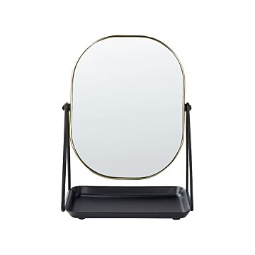 Makeup Mirror Gold Metal 20 X 22 Cm Dressing Table Double Sided Magnifying Mirror Decorative Beliani