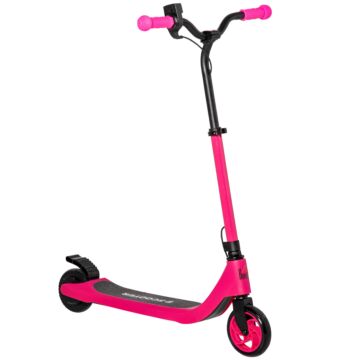Homcom Electric Scooter, 120w Motor E-scooter W/ Battery Level Display, 2 Adjustable Heights, And Rear Brake, Suitable For 6+ Years Old, Pink