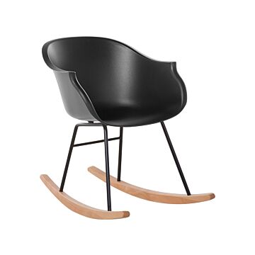 Rocking Chair Black Synthetic Material Metal Legs Shell Seat Solid Wood Skates Modern Scandinavian Style Beliani