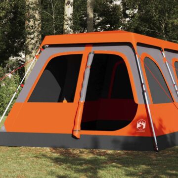 Vidaxl Family Tent Dome 10-person Grey And Orange Quick Release