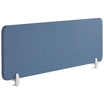 Desk Screen Blue Pet Acoustic Board Fabric Upholstered 160 X 40 Cm Beliani