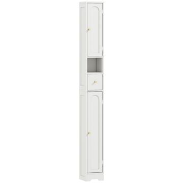 Homcom 185 Cm Tall Bathroom Cabinet With Arched Doors - White