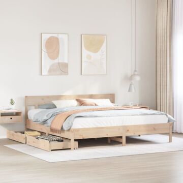 Vidaxl Bed Frame Without Mattress 180x200 Cm Super King Solid Wood Pine