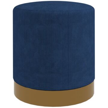 Homcom Soft Padded Corduroy Footstool - Dark Blue