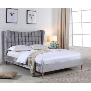 Mahala Crushed Velvet King Size Bed Silver