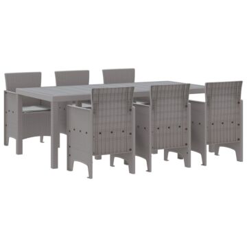 Vidaxl Garden Dining Set 7 Piece Set Grey Polypropylene Durable