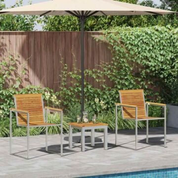 Vidaxl Sun Lounger With Garden Chairs 3 Pcs Solid Wood Acacia