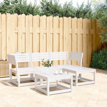 Vidaxl 4 Piece Garden Lounge Set White Solid Wood Pine