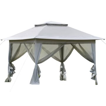 Outsunny Foldable Pop-up Party Tent Instant Canopy Sun Shade Gazebo Shelter Steel Frame Oxford W/ Roller Bag, 3.6 X 3.6 X 2.9(m)