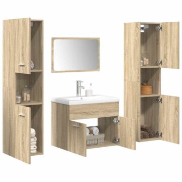 Vidaxl 5 Piece Bathroom Furniture Set Sonoma Oak Engineered Wood