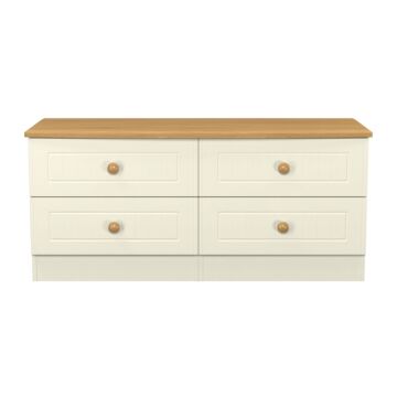 Warwick 4 Drawer Bed Box In Cream Ash & Modern Oak