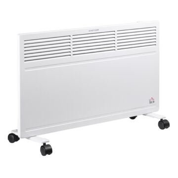 Homcom Convector Radiator Heater Freestanding Or Wall-mounted Portable Electric Heating With 2 Heat Settings, Adjustable Thermostat And Safety Cut-off