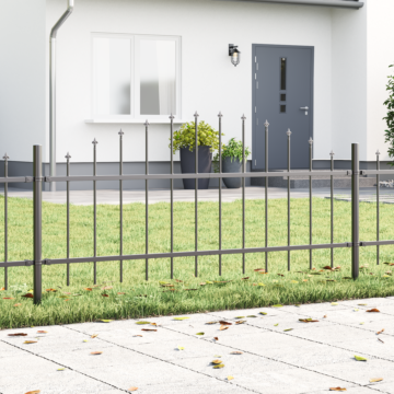 Vidaxl Garden Fence With Hoop Top Gray 11.9x0.75 M Steel
